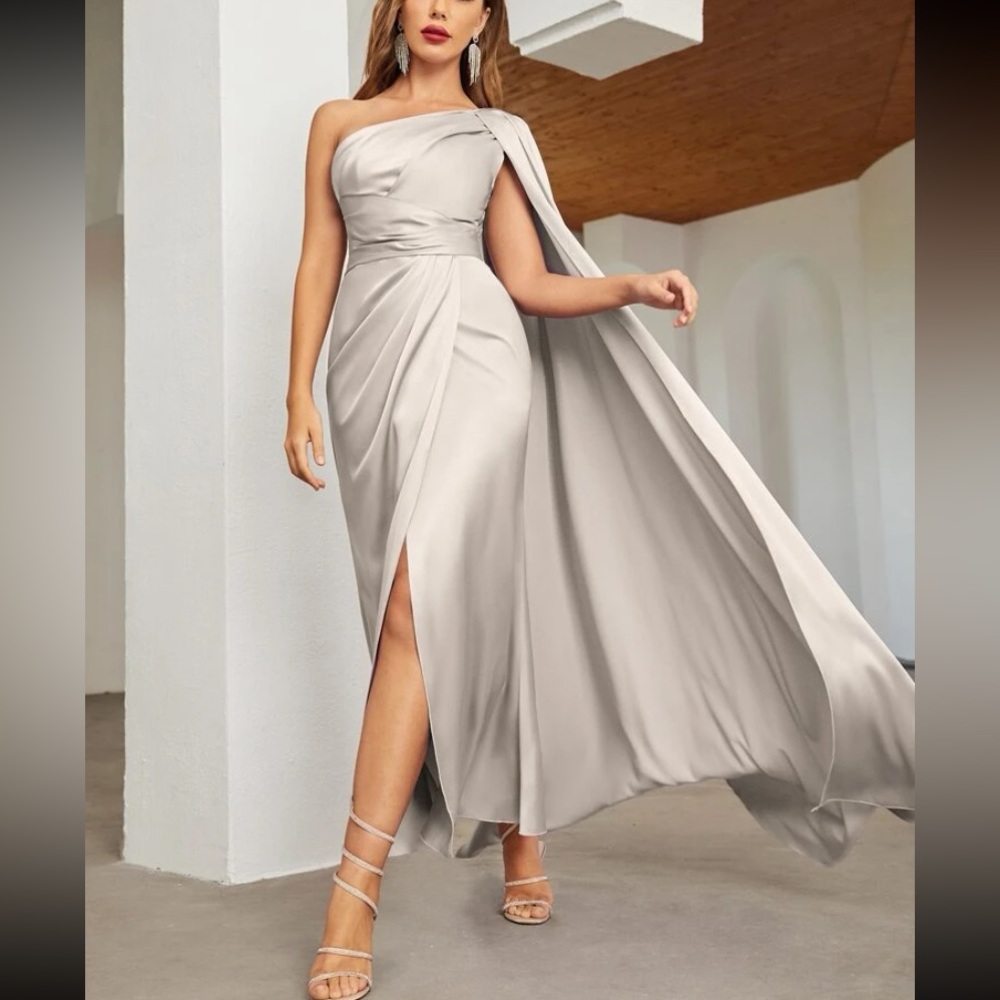 New Shein metallic silver evening dress, size extra small (XS)